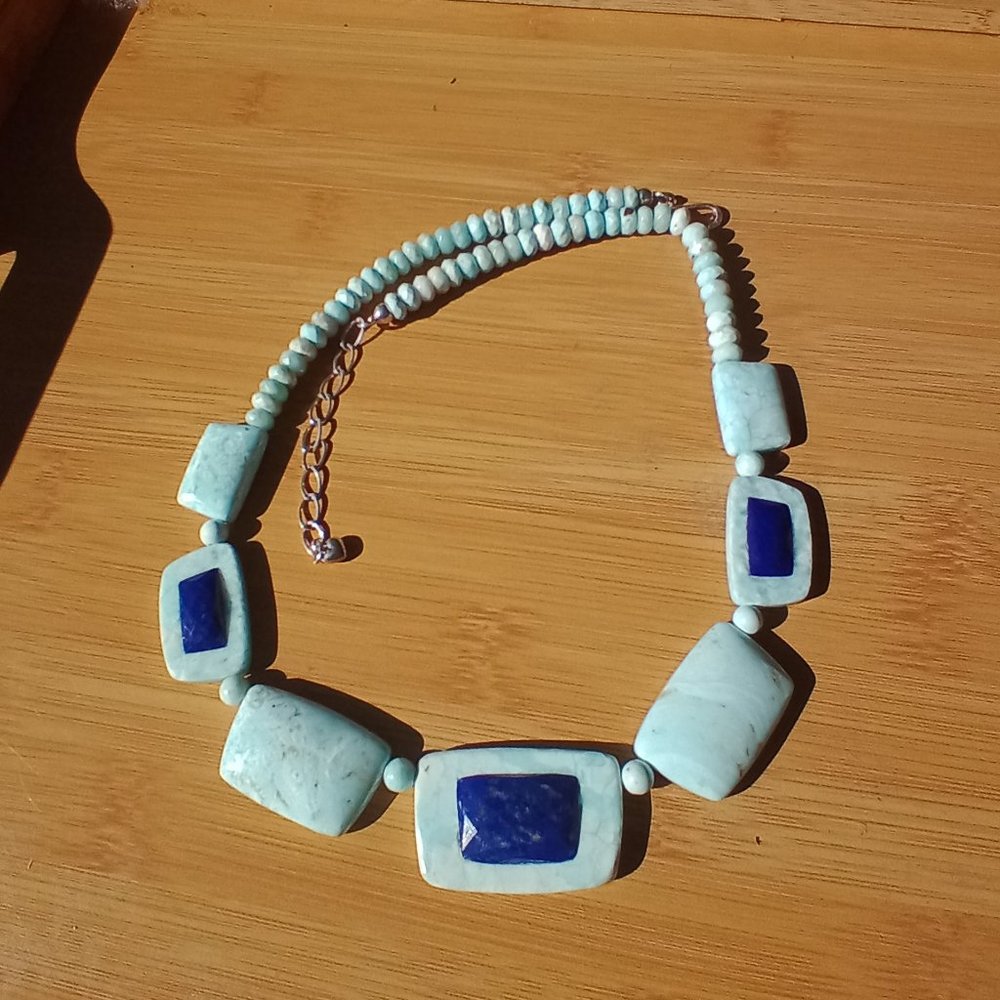 Jay King DTR Blue Aragonite and Lapis Bead 20" Sterling Silver Necklace - Picture 6 of 16